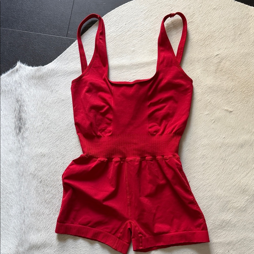 Free People Free Movement  Women's Red Sleeveless Romper